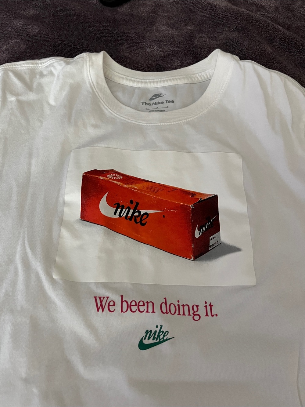 Nike White T-Shirt with Red Shoebox Graphic